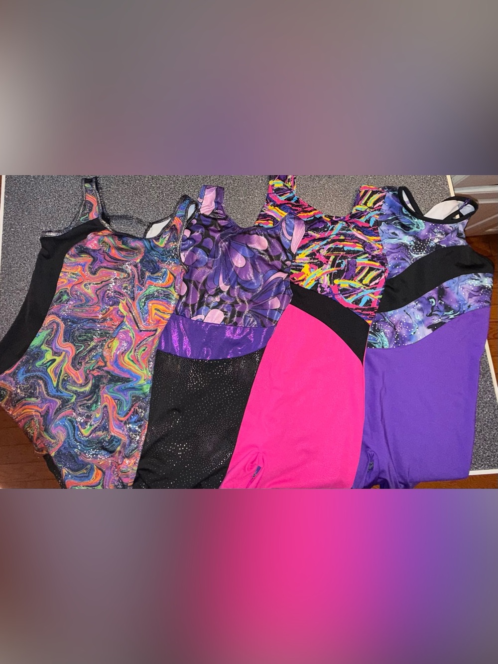 Danskin Girls Purple & Pink Mixed-Print Dance Leotard